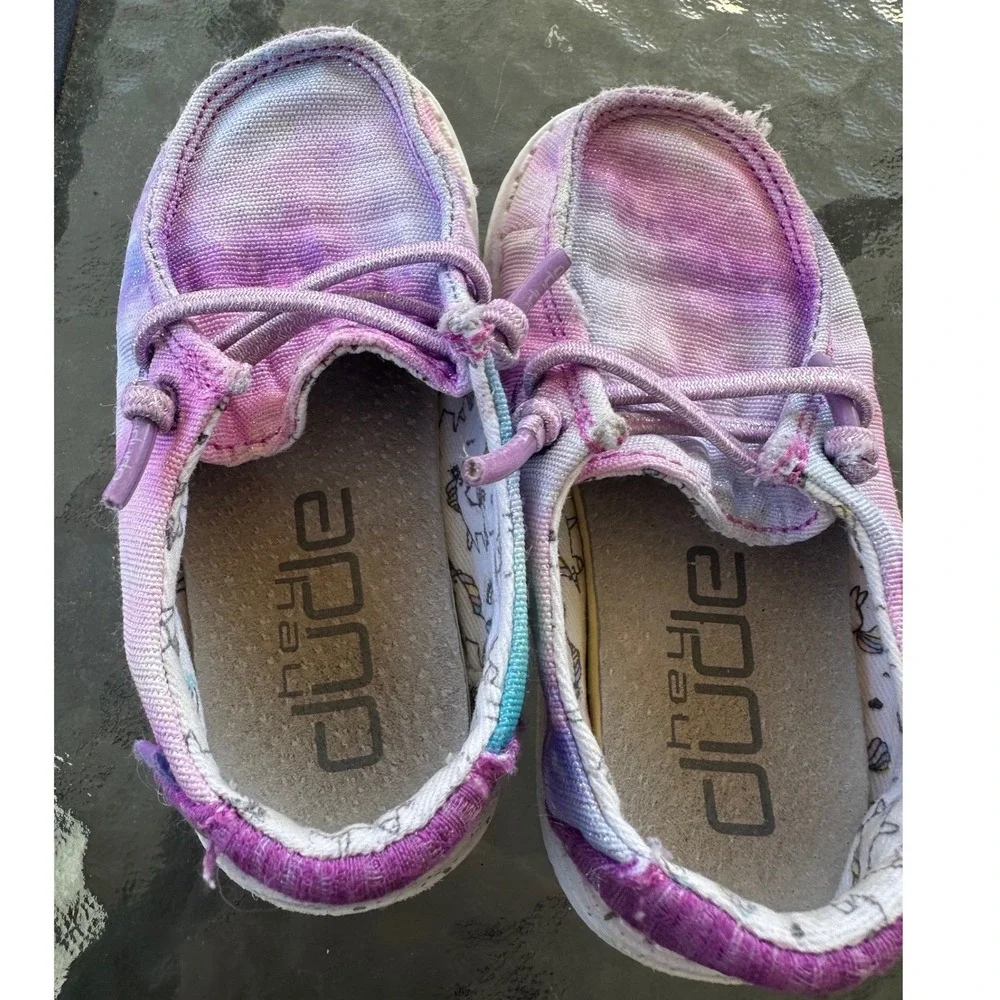 Hey‎ Dude Wendy Toddler Tie Dye Slip On Loafers Purple Pink White Shoes Size 6K